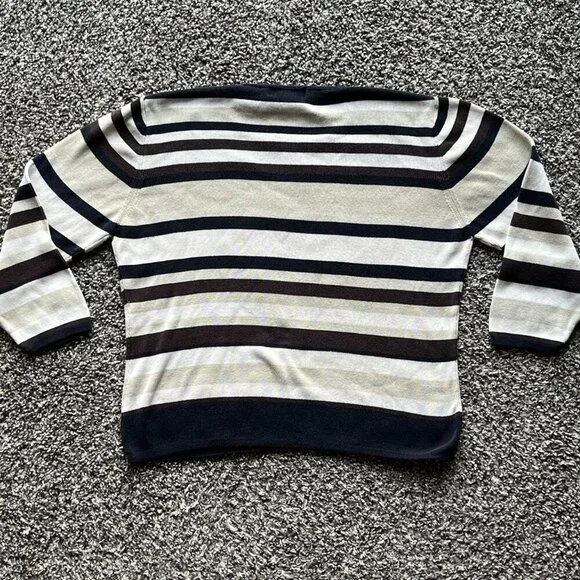 Valerie Stevens Black White Sweater Womens LP 100% Silk Preppy Feminine Elegant - Picture 4 of 7